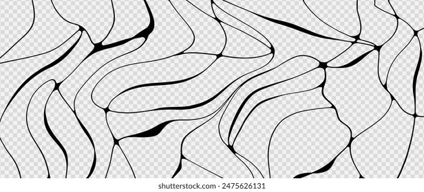Abstract black smooth lines isolated on a transparent background.