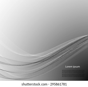 Abstract black smooth lines on gray background with text