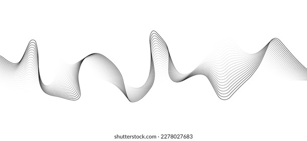 Abstract black smooth wave on a white background. Dynamic sound wave. Design element. Vector illustration.