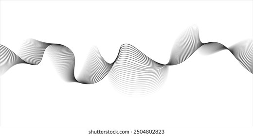 Abstract black smooth wave on a white background. Dynamic sound wave. Design element