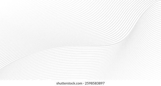 Abstract Black smooth wave on a white background. Dynamic sound wave. Design element. Vector illustration. 