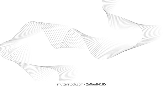 Abstract Black smooth wave on a white background. Dynamic sound wave. Design element. Vector illustration.