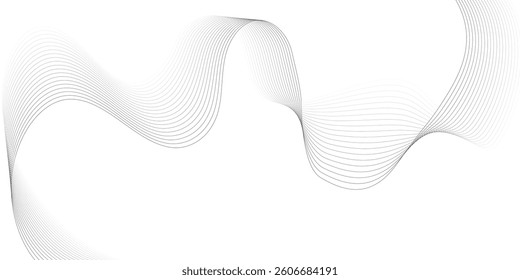Abstract Black smooth wave on a white background. Dynamic sound wave. Design element. Vector illustration.