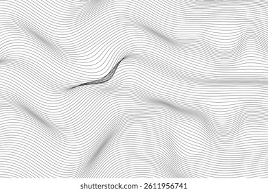 Abstract Black smooth wave on a white background. Dynamic sound wave. Design element. Vector illustration. wavy pattern abstract background. abstract background with lines.