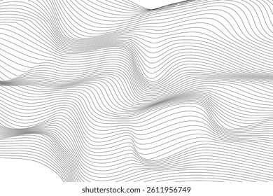 Abstract Black smooth wave on a white background. Dynamic sound wave. Design element. Vector illustration. wavy pattern abstract background. abstract background with lines.