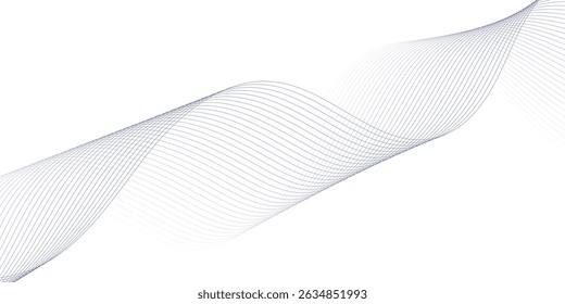 Abstract black smooth wave on a white background. Dynamic sound wave. Design element. Vector illustration. 