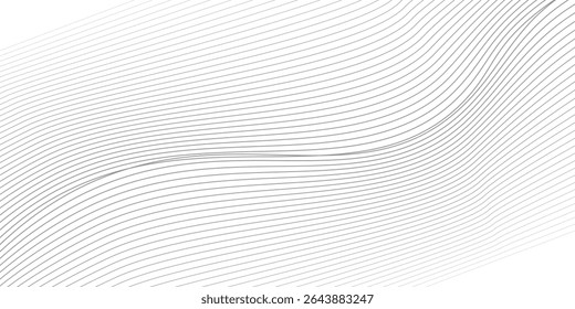 Abstract Black smooth wave on a white background. Dynamic sound wave. Design element. Vector illustration. 