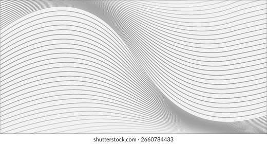 Abstract Black smooth wave on a white background. Dynamic sound wave. Design element. 