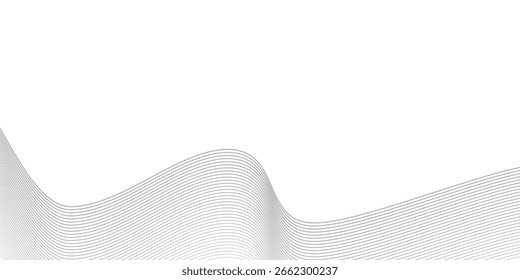 Onda lisa negra Abstractas sobre un fondo blanco. Onda de sonido dinámica. Elemento de diseño. Ilustración vectorial. 