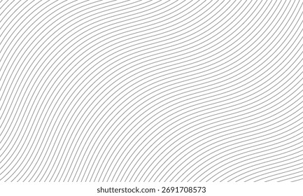 Abstract Black smooth wave on a white background. Dynamic sound wave. Design element. Vector illustration.