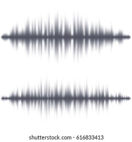 Abstrakte schwarze Soundwellenform auf weißem Hintergrund. Vektorgrafik. Audio-Equalizer-Design.