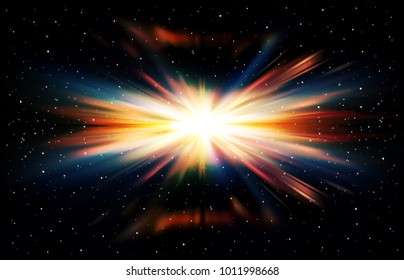 abstract black space background with stars and supernova vector illustration