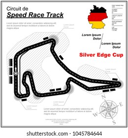 Abstract black speed race map isolated on white background