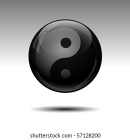 Abstract black sphere Yin yang. Vector illustration