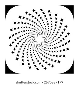 Abstractas patrón de semitono espiral negro sobre fondo blanco. Diseño de ilusión óptica geométrica para carteles, fondos, Fondos de pantalla y arte gráfico moderno