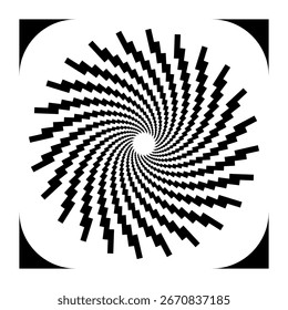 Abstractas patrón de semitono espiral negro sobre fondo blanco. Diseño de ilusión óptica geométrica para carteles, fondos, Fondos de pantalla y arte gráfico moderno