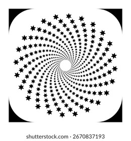 Abstract black spiral halftone pattern on white background. Geometric optical illusion design for posters, backgrounds, wallpapers, and modern graphic art