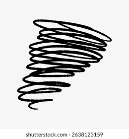 Abstract black spiral scribble on white background. Spiral design with black lines. Scribble art with a spiral pattern. Black spiral illustration. Black scribble vector.