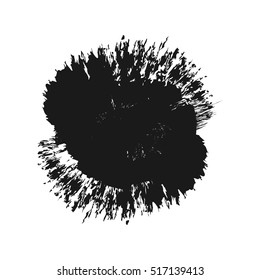 Abstract black splash. Grunge, rough brush. Isolated object.