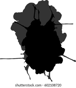 Abstract black splash on white background. Vector element for design.