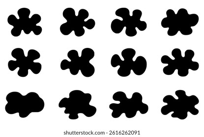 Abstract Black Splash Shapes Pattern Set