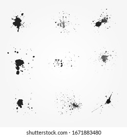 Abstract black splash watercolor on white paper. monochrome watercolor images.