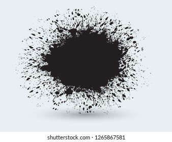 Abstract black splashes background.Grunge splash banner.
