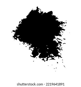 Abstract black spot on a white background, blot, brush stroke. Vector illustration.