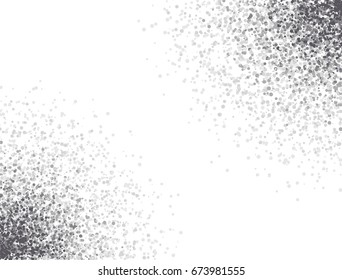 Abstract black spray on white background, ash particles. Spray effect, exploding, black drops. Grunge effect, spread texture, noise, vector ink backdrop.