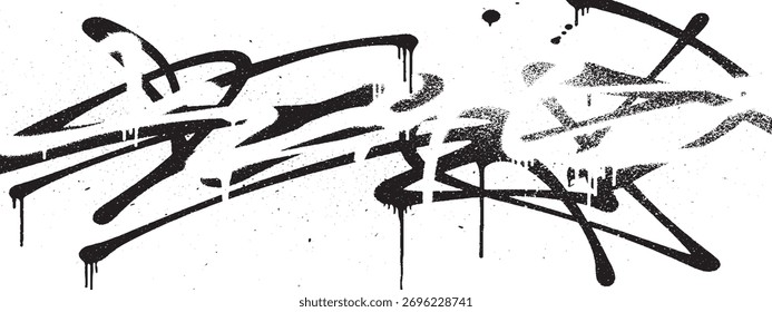 Abstract black spray paint dripping on white background artistic effect