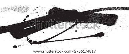 Abstract black spray paint drips and splatters on white background, grunge urban art texture, street art