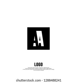 abstract black square aa logo letters design concept