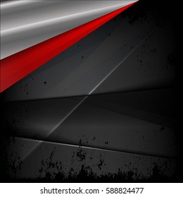 The abstract black square background with metallic elements