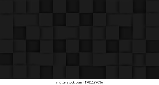 Abstract. Black square shape background. light and shadow. Vector.