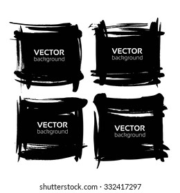 Abstract black square textured banners set on white background