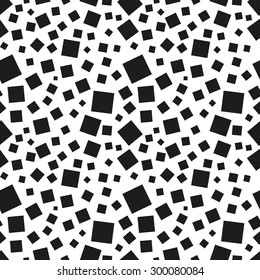 Abstract black squares on white seamless pattern