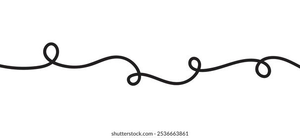 abstract black squiggle curly line vector.