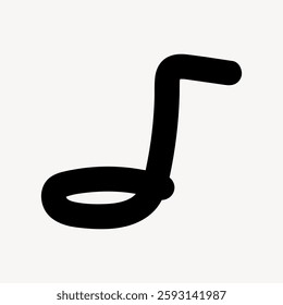 Abstract black squiggle on a white background. The squiggle forms a loop with a vertical line. Minimalist and bold design. Simple black squiggle art. Vector illustration.