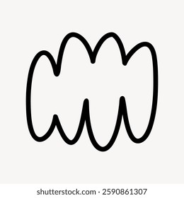 Abstract black squiggly line on a white background, forming a continuous wave pattern. The squiggly line creates a sense of movement and rhythm. Doodle illustration vector.