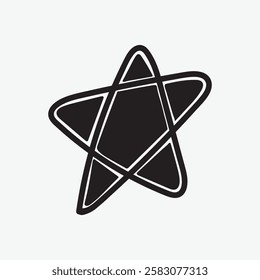 Abstract black star design with overlapping lines on a white background. Star shape with unique line pattern. Modern star illustration in black and white. Aesthetic vector illustration.