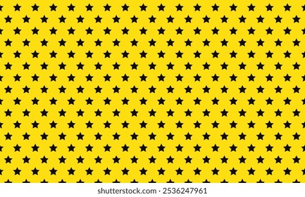 abstract black star pattern on yellow can be used background, wallpaper, wall cloth.
