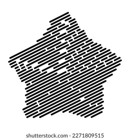 Resumen estrella negra con rayas diagonales redondeadas. Elemento de diseño gráfico vectorial simple en blanco y negro