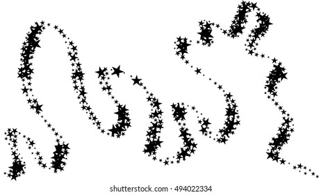 Abstract black Star Trail on white, Design Element