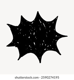Abstract black starburst shape with jagged edges. Starburst design, bold and striking. Black starburst pattern, unique and eye-catching. Abstract starburst art. Star element vector.
