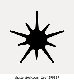Abstractas forma de estallido negro con múltiples puntos sobre un fondo claro. Diseño Starburst, icono de starburst y símbolo de starburst para proyectos creativos. Vector de elemento de diseño.