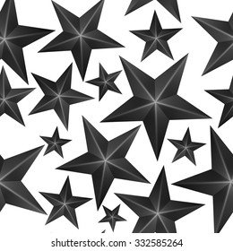 Abstract Black Stars Seamless Pattern Vector Illustration
