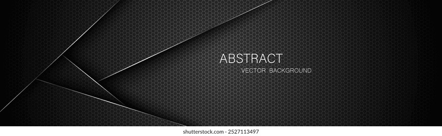 Abstract black steel mesh background with silver glowing lines with free space for design. Modern technology innovation concept background. Perforated dark metal sheet for background image.	