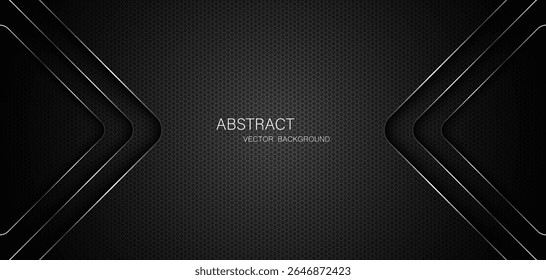 Abstract black steel mesh background with silver glowing lines with free space for design. Modern technology innovation concept background. Perforated dark metal sheet for background image.	