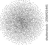 Abstract black stipple spray circle, dotted monochrome texture. Dissolving points, noise, gradient made of grains as abstract texture or element for graphic design. 