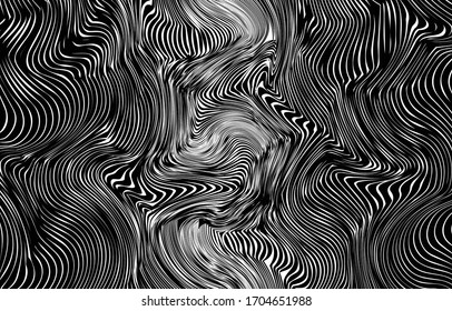 Abstract black stripe swirls on white background, 3d effect, vector design